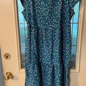 Women's Shein XL(14-16) Blue Print Dress
